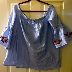 Blue & white striped top